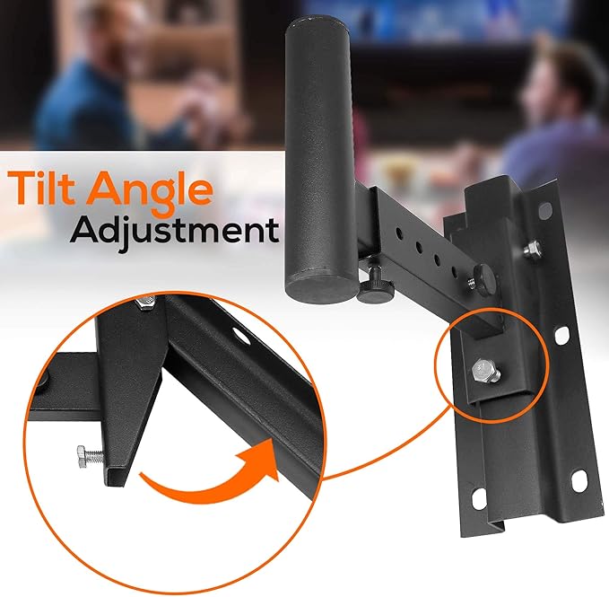 Pyle 90°-30° Angle, Tilt, Rotation Adjustment & Solid-Steel Pin Serves as Safety-Stop Mount Speaker Bracket Stands-Dual Universal Adjustable w/ 12.5'' Distance from Wall (PSTNDW15)