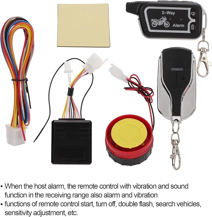 Motorcycle Alarm System,KIMISS Two Way Alarm System Vibration Sound Alert LCD Remote Control Anti Theft