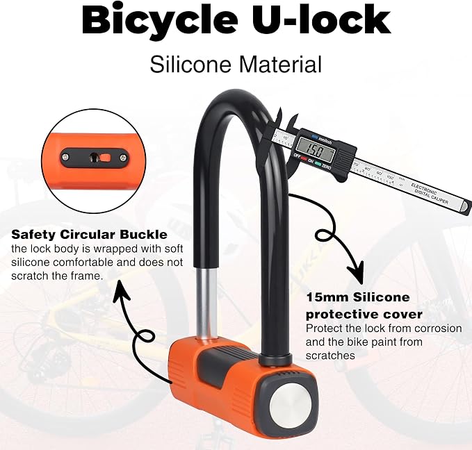 MEGHNA Bike Lock with Cable Heavy Duty Bicycle U Lock Combination Anti Theft Lock with Bracket for Mountain Bike Road Bike E-Bike Scooter