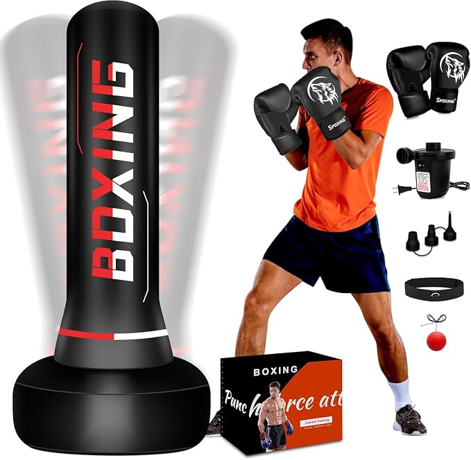 Freestanding Punching Bag for Adults,70" Heavy Duty Boxing Bag with Stand, Kickboxing and MMA Muay Thai Training Equipment for Men and Women Beginners