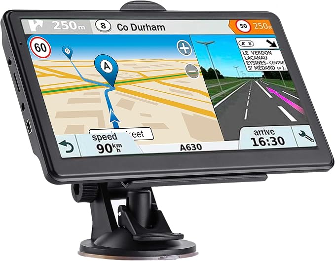 GPS Navigator for Car, 2026 Map 7 inch Touch Screen Car GPS 256-16GB,Voice Turn Direction Guidance, Support Speed and Red Light Warning, North America Lifetime map Free Update Truck(Dark)