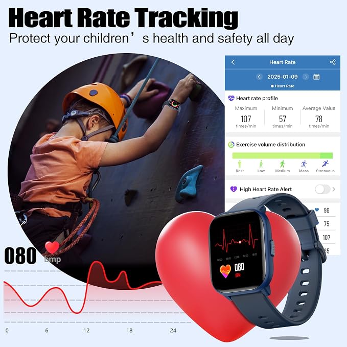 meoonley Kids Watch for Girls Boys with IP68 Waterproof, Girls Watch with 19 Sports Modes, Sleep Tracking, Pedometer, Stopwatch, Kids Activity Tracker, Birthday Gifts for Girls Age 6-15 Years Old