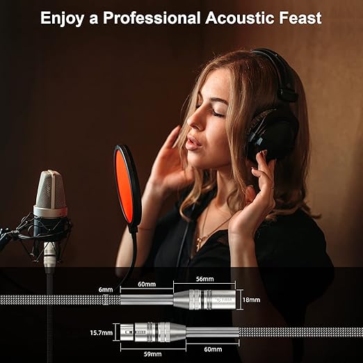 FIBBR XLR Cable 16ft-5M, Microphone Cable Nylon Braided XLR Male to Female Heavy Duty Balanced Microphone Cord Compatible with Preamps/Speaker Systems and More