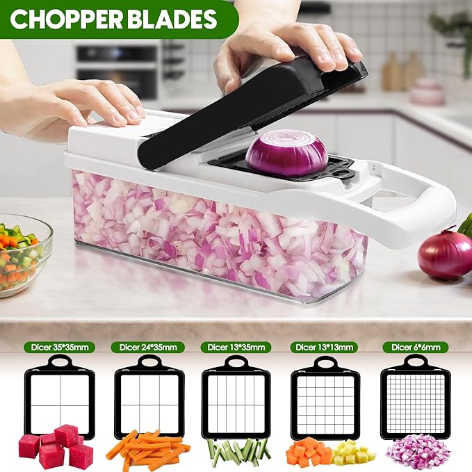10 Blades Chopper & 100ML Garlic chopper 23-in-1 Multifunctional Kitchen Powerhouse‌
