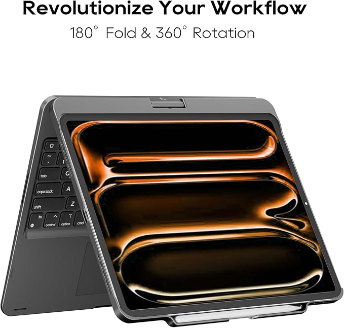 edaiser Swivel Keyboard Case for Apple 2026 iPad Air 13-inch M4 M3 M2, iPad Pro 13 inch (M4 M5), iPad Pro 12.9-inch 6th-3rd Gen; 360° Rotatable Cover with Pencil Holder, Trackpad, Backlit, Space Gray