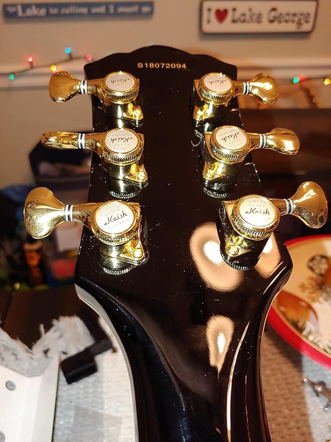 KAISH 18:1 Gear Ratio Guitar Locking Tuners Machine Heads Guitar Locking Tuning Keys Pegs for Strat/Tele/LP/SG most Electric or Acoustic Guitars Gold