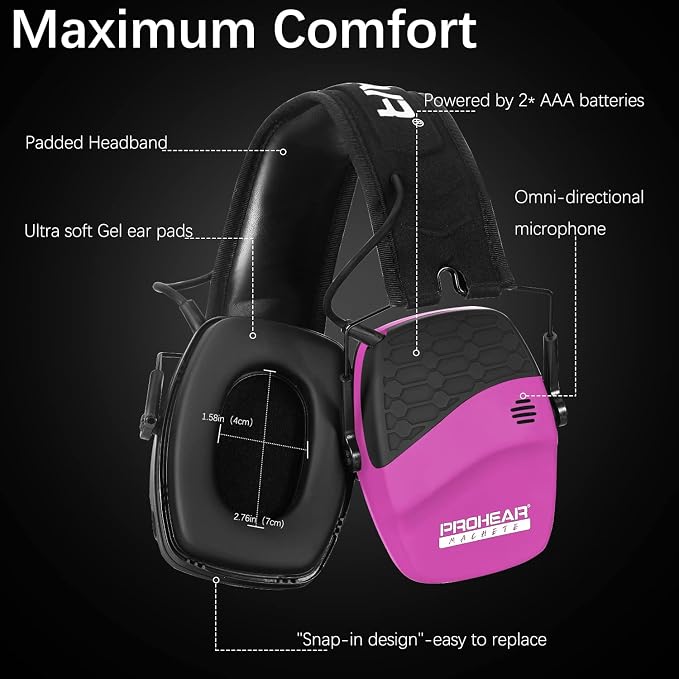PROHEAR Ear Protection Safety Earmuffs for Shooting Noise Reduction Slim Hearing Protector