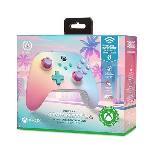 PowerA Advantage Wireless Controller for Xbox Series X|S - Beach Vibes, Officially Licensed, Hall Effects to prevent stick drift, Bluetooth Compatible, 1000Hz Polling Rate, Cloud Gaming Controller