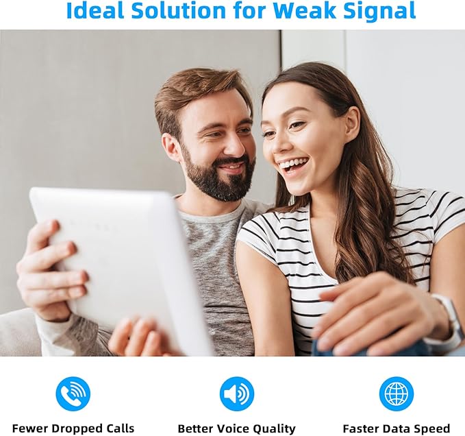 Cell Phone Booster for Home Office | 2 Inside Antennas| Boosts 5G & 4G LTE | Cell Phone Signal Booster for All U.S. Carriers| Up to 6000 Sq.Ft | FCC Approved