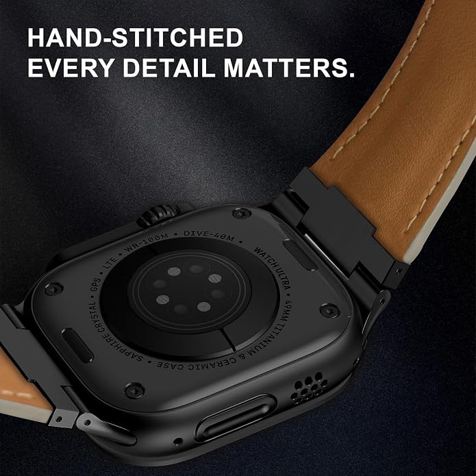 Vintage Genuine Leather Band for Apple Watch Ultra 49mm (2026 Upgrade), Rugged Replacement Strap Compatible with iWatch 46mm 45mm 44mm - for Men Women, Fit Ultra3/2/1, SE 3/2/1, Series11 10/9/8/7/6/5/4
