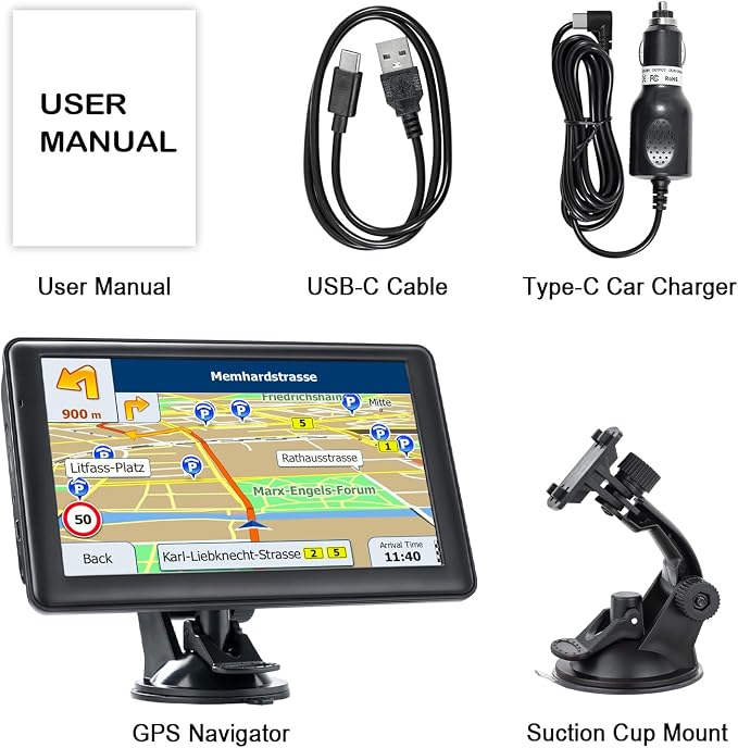 GPS Navigator for Truck Car, Truck GPS Commercial Drivers, 7'' Semi Trucker Navigation Systems with Latest 2026 Maps Free Lifetime Updates, Voice Assist, Speed Limit Warnings, Custom Routing