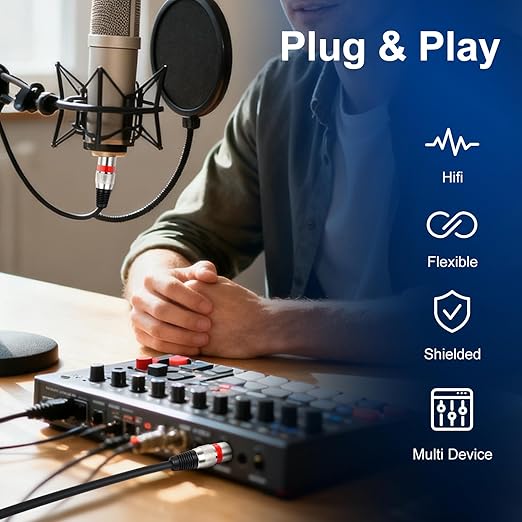 Balanced XLR Cable, 3ft 6 Packs, 3 Pin Male to Female Microphone Cable, XLR to XLR Mic Cable for Speaker or PA System, PVC Jacket