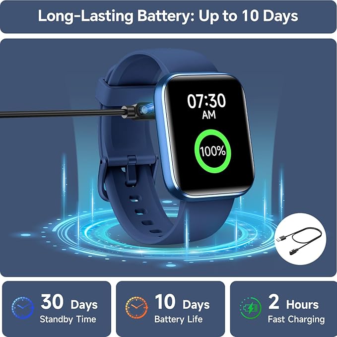 Smart Watch for Men/Women Android & iPhone, 1.85" Touchscreen Smartwatch with Answer/Make Calls, Fitness Watch with 3ATM Waterproof, 120+ Sport Modes, Heart Rate/Sleep/SpO2 Monitor,Pedometer, Alexa