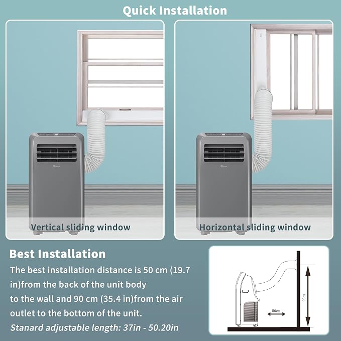 Shinco 10,000 BTU Grey Portable Air Conditioner with Heater up to 400 Sq. Ft, Ac Heater Combo Window Unit, Portable AC Unit with Dehumidifier & Fan, Cools & Heats,Remote Control and Window Kit