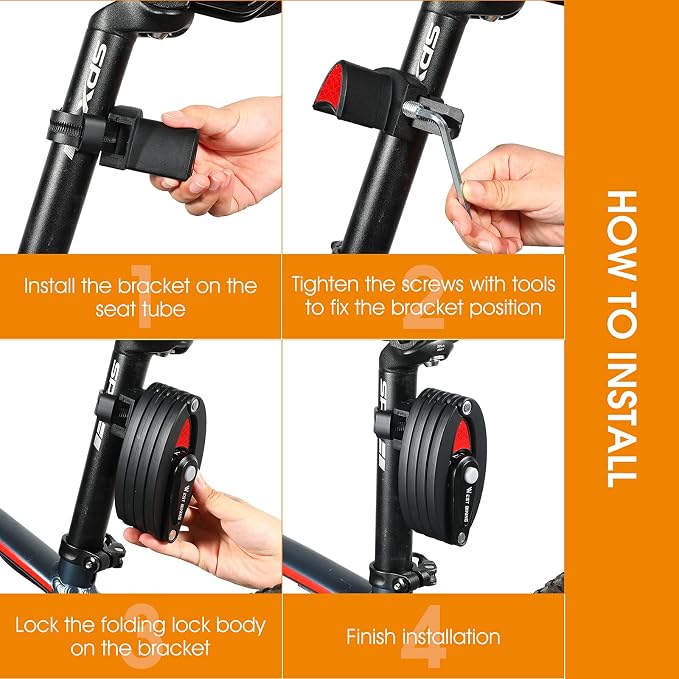 Bike Locks Heavy Duty Anti Theft Bicycle Lock Folding 4-Digit Level 6, Security Chain FoldyLock with Bracket, 2.8 FT Strong Foldable Lock
