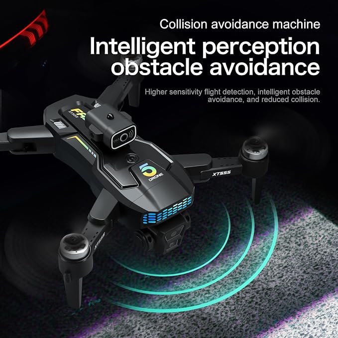 XT555 GPS Drone with 4K EIS Camera for Adults, RC Drone with 4.5" HD Screen on Controller, 60 Mins Flight Time, Long Range Transmission, Follow Me, Auto Return, Brushless Motor, Obstacle Avoidance, Lightweight and Foldable Quadcopter for Beginner Birth...