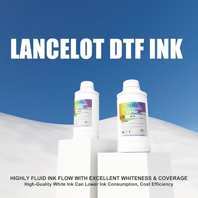 Lancelot Premium DTF Ink 500ML-Vibrant & Durable PET Film Transfer Ink for DTF Printer, Ep Printers Ep ET-8550, XP-15000, L1800, L805, R1390, R2400 for Heat Transfer Printing 500ml(500ml*1,1WH)
