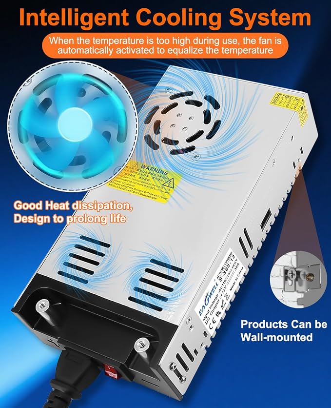 EAGWELL New Version 110V to 12V Converter 12V Power Supply 360W 30A | Universal Switching DC Power Supply for RV, Pump, LED Strip, LCD Monitor,Diesel Heater,3D Printer,CCTV,Computer Project