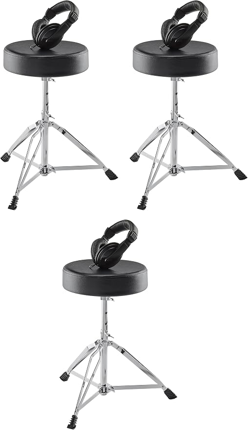 Alesis Drum Essentials Bundle – Complete Electric Drum Set Accessory Pack including A Drum Throne and On-Ear Headphones (Pack of 3)