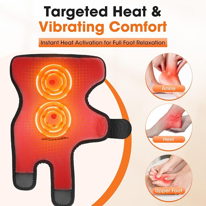 2 Pack Cordless Ankle Heating Pad & Foot Massager, Heated Ankle Wrap Brace with 6 Heat Levels & 3 Vibration Modes, Rechargeable Foot Warmer & Ankle Massager, Adjustable & Portable