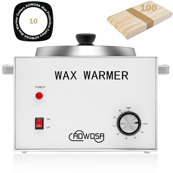 Large Single Waxing Warmer Professional 3L Electric Wax Heater Machine Hold 5.5 Lbs for Hair Removal, Large Wax Pot Paraffin Facial Skin Body SPA Salon Equipment with 100 Sticks