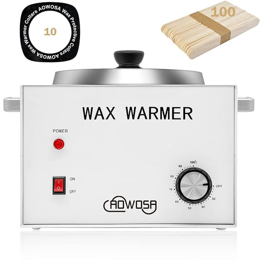 Large Single Waxing Warmer Professional 3L Electric Wax Heater Machine Hold 5.5 Lbs for Hair Removal, Large Wax Pot Paraffin Facial Skin Body SPA Salon Equipment with 100 Sticks