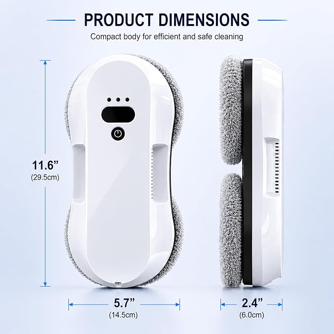 RINLAIN Window Cleaning Robot, 2026 Upgraded Robot Window Cleaner with 2700-3300Pa Variable Suction, Dual-Side Spray & Edge Detection for Glass Mirrors