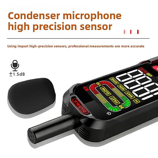 GL82A Digital Sound Level Meter, 30-130dB Decibel Meter with Backlit LCD, High Precision Noise Detector for Home, Office, Factory, Construction & Daily Use | Backlit LCD, High Precision Noise Detector, For Home, Office, Factory, Construction & Daily Use