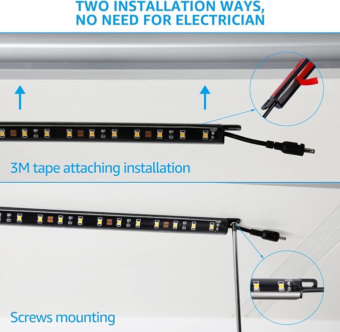 TORCHSTAR Voice Control Smart LED Safe Lighting Kit, (4) 12 Inch Dimmable Linkable Light Bars, Compatible with Alexa&Rocker Switch, 100-240V UL Power Adapter 600LM for Under Cabinet, 3000K Warm White