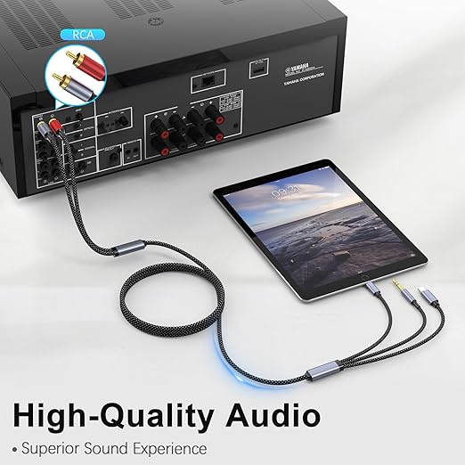 USB C 3.5mm to RCA Cable, Lightning to RCA Male to Aux Audio Adapter, HiFi Sound, Headphone Jack Adapter, 3 in 1 Audio Cable Connector for iPhone/iPad, Speaker, MP3, Tablet, HDTV 10FT