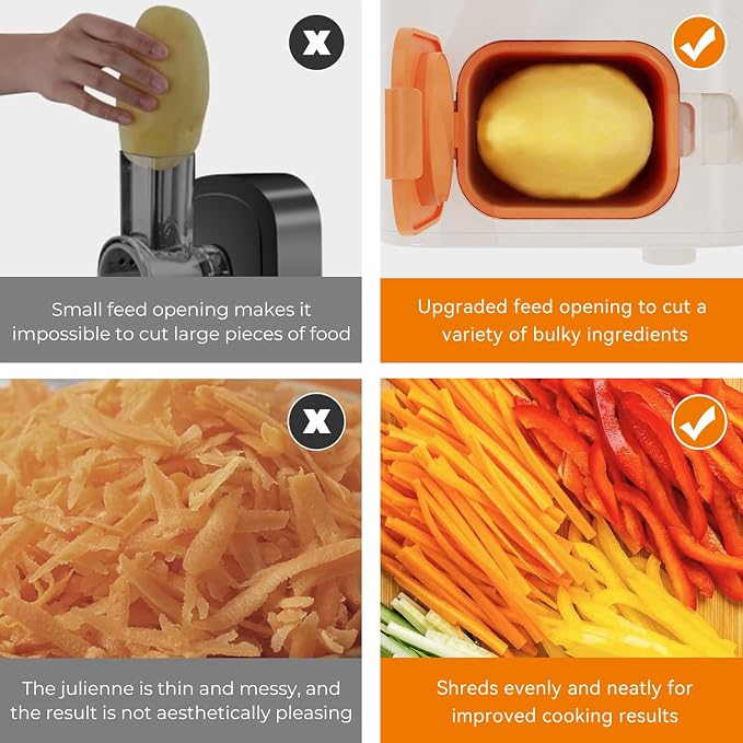 Electric Cheese Grater with 3 Set Blades, Automatic Efficient Slicer & Grater & Shredder for Carrot, Potato, Cabbage & More Vegetables/Salad/Cheese, 4" Large Feed Tube, Built-in Blade Storage Box