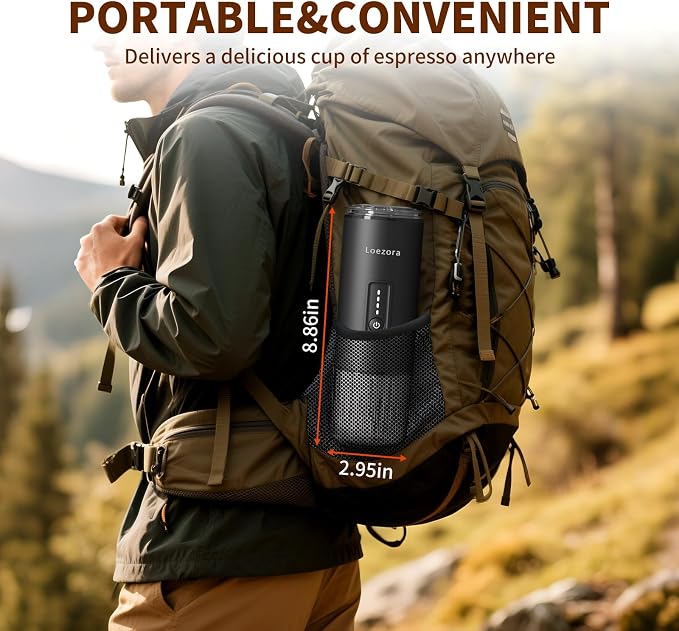 Portable Espresso Machine, 20Bar Self‑Heating & Cold Brew Coffee Maker, Rechargeable 7500mAh, 3‑in‑1 for Nespresso & Ground Coffee, Travel Coffee Machine for Camping Car (Black)