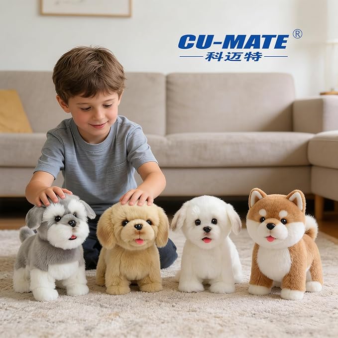 CU-MATE 12" Electric Plush Dog Toys, Electronic Stuffed Animal Dog Toy, Interactive Wuffy Robot Toy, Walking, Talking, Barking & Wagging Tail, Gifts for Boys and Girls (Corgis)