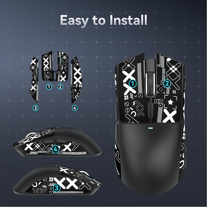 MAGIC-REFINER Attack Shark Gaming Mouse Anti-Slip Grip Tape, Compatible with Superlight Wireless pc Mouse,Sweat Resistant，Fine Feel,Cut to Fit，Cool Mouse Skins for Video Games/Office/Study(Black)