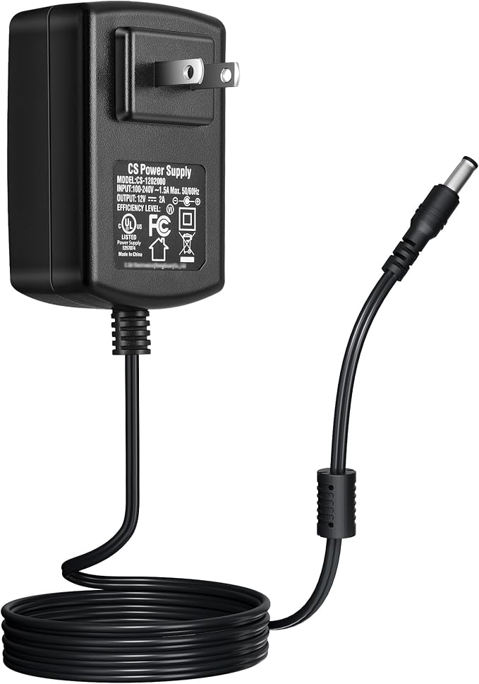 12V 2A Power Supply Adapter AC 100-240V to DC 12V, 5.5mm x 2.1mm Plug, Power Supply for IP Camera, DVR, NVR, LED Strip, Yamaha Keyboard Router – UL Listed FCC/RoHS Certified