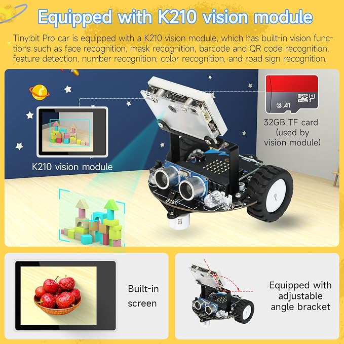 Yahboom Microbit V2 Handle Remote Control TinybitPro MakeCode Graphical K210 Vision Module