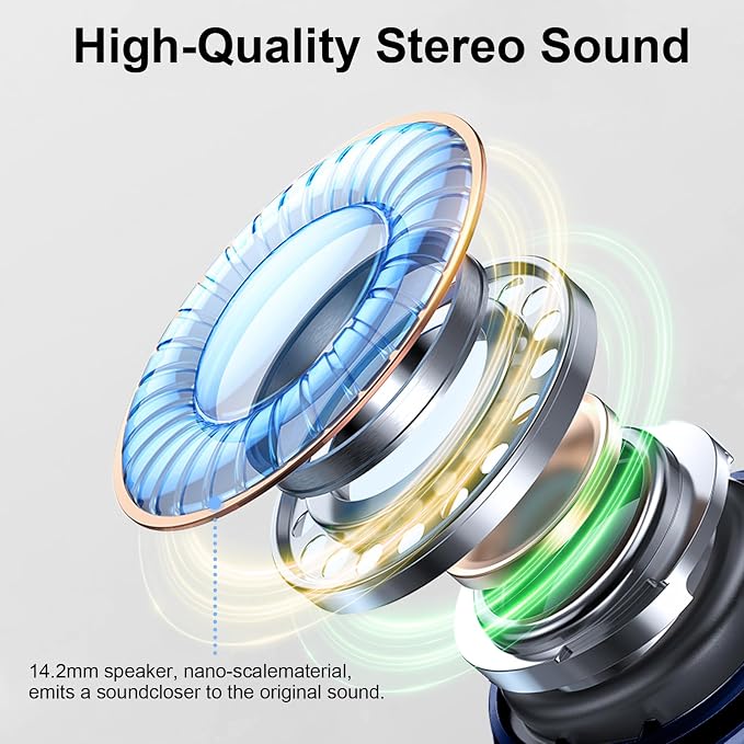 Wireless Earbuds, Bluetooth 5.4 Headphone 3D Stereo Bass Ear Bud, 4 ENC Noise Cancelling Mic, 40+Hrs USB-C in-Ear Earphone, IP-X7 Waterproof Headset Sport Workout Gym for Laptop Pad Android iOS