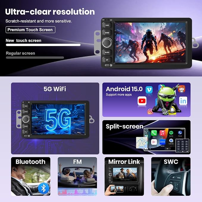 Android 15 Car Radio Stereo for 2003-2006 Chevrolet Chevy Silverado Impala Tahoe GMC Sierra Yukon with 4G RAM 64G ROM Backup Camera Wireless Carplay Android Auto GPS FM Bluetooth