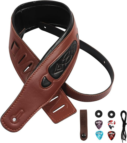 Handmade Retro Embossed Guitar Strap Super Soft Cowhide Leather Belt for Electric Acoustic Guitar Bass Guitarra Gig