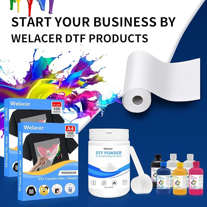 DTF Ink 1000mlx6 for I3200 XP600 R1390 L1800, ET-8550, ET-2850, XP-15000, R2400, L800, 1430, P400, P800, R2000, Heat Transfer Ink Conversion Kit Refill for All DTF Printers, for DTF Film