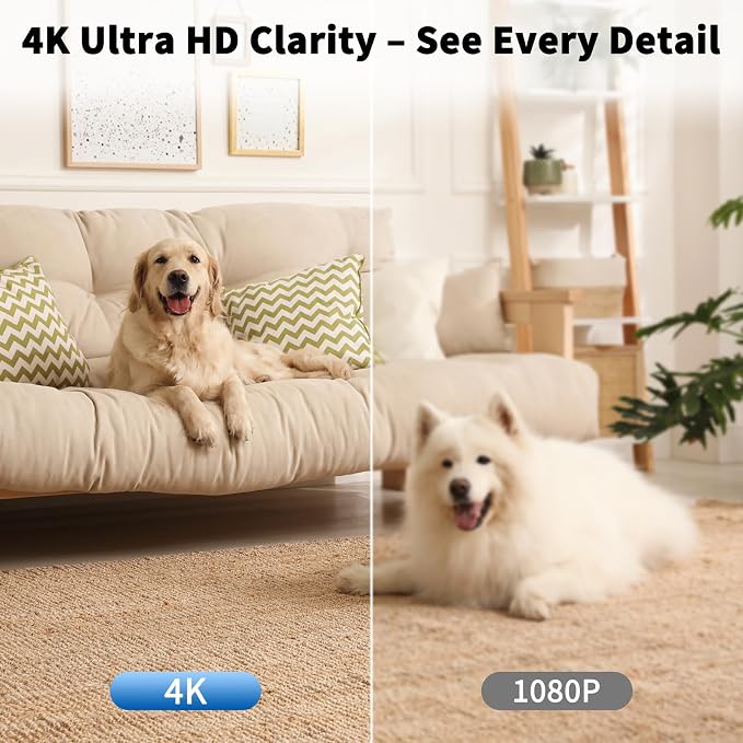 4K Smart Camera Charger with 2.4G/5Ghz Dual WiFi, 160° Wide Angle, Motion Detection, Type-C Plug Indoor Security Mini Camera for Home Pets, iOS & Android App