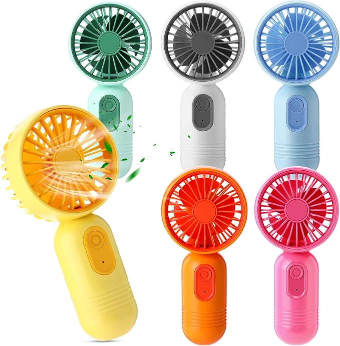 Rossesay 6 Pcs Mini Portable Fan Bulk Cute Handheld Lightweight Small Little Personal Hand Eyelash Fan 3 Speeds USB Rechargeable for Women Men Indoor Outdoor Makeup Travel (Pastel)
