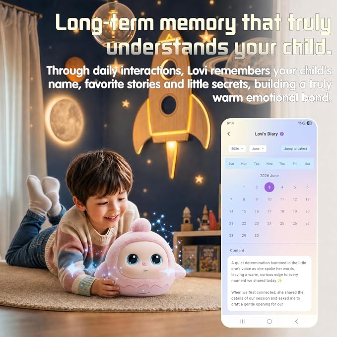 Lovi AI Interactive Emo Robot for Kids, Smart Plush Talking Toys Companion, LCD Eye Screen Desktop Robots for Play, Bedtime and Learning, Rechargeable Electronic Pets Gift for Boys and Girls