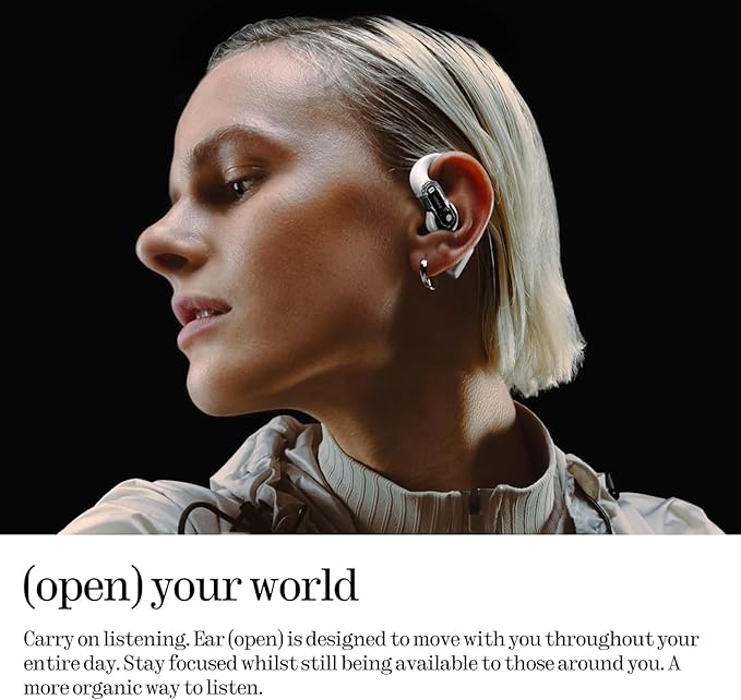 Nothing Ear (open) Ultra-light Open Ear Headphones with Adjustable Earhooks, Multipoint Connection Bluetooth Earbuds with Clear Voice Technology for AI Calls, IP54, Fast Charging, ChatGPT Supported