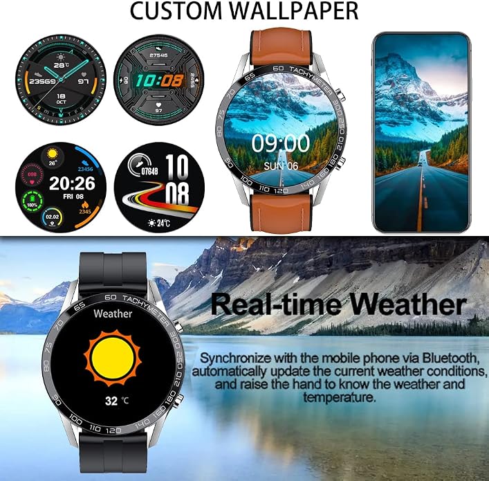 Men Smart Watch for Android iOS, Bluetooth Calls Voice Chat with Heart Rate/Sleep Monitor Fitness Tracker, 1.3" Full Touch Screen IP67 Waterproof Stainless Steel Activity Tracker for Men