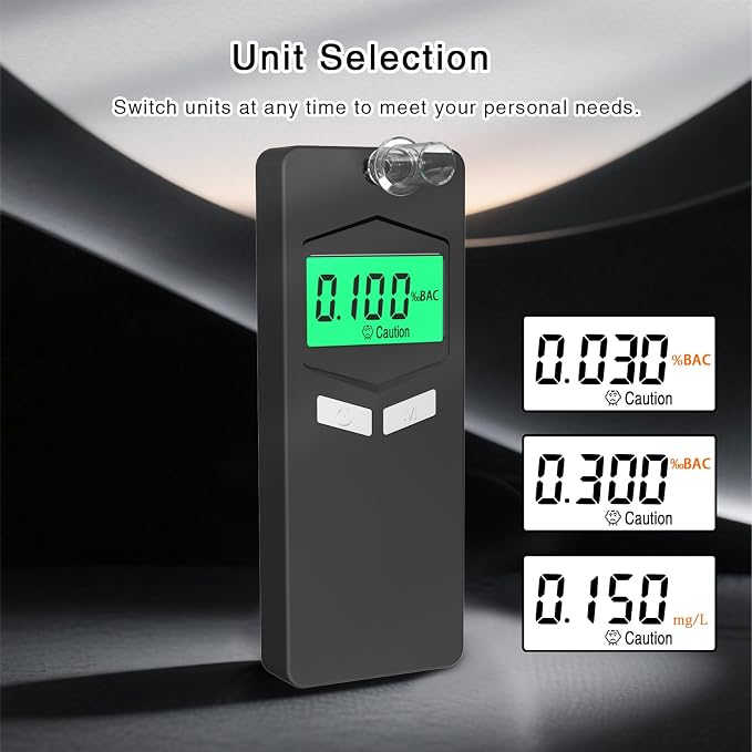 Personal Breathalyzers for Alcohol, Pocket Breathalyzer with Reord Checking Mode, Digital Home Breathalyzer for Alcohol with Audible and Color Alarm, Black