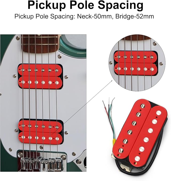 SAPHUE Alnico 2 Electric Guitar Pickup N-50 7-8K/B-52 8-9K Humbucker Alnico II Pickup Double Coil Pickup Guitar parts (red)