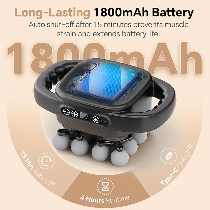 Beown 16 Head Massage Gun Deep Tissue, Fathers Day Dad Gifts, Back Muscle Massager with 3 Modes & 30 Intensity Levels for Legs, Waist, Back, Neck, Portable Percussion Massage Gun for Pain Relief,