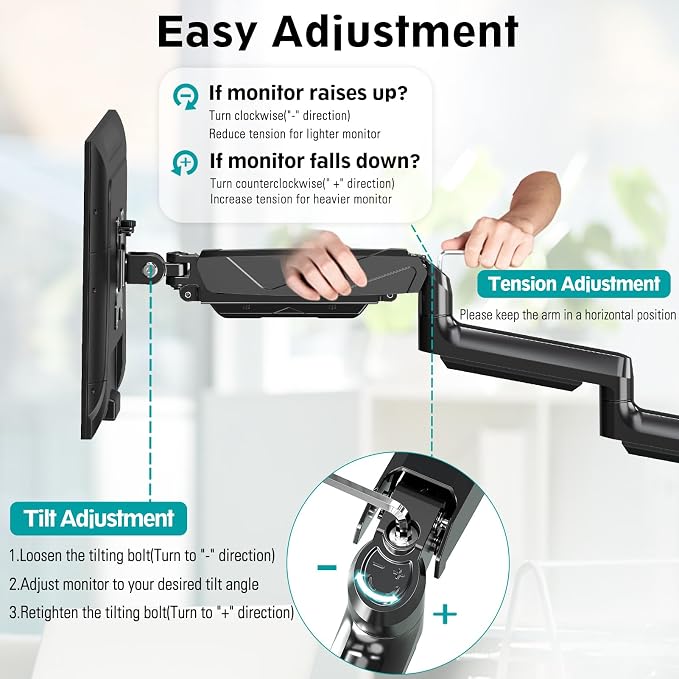 MOUNT PRO Triple Monitor Mount, 3 Monitor Desk Arm fits Three Max 27" LCD Computer Screens, up to 17.6lbs Each, Premium Gas Spring Display Stand with Tilt Swivel Rotation, Vesa Mount 75x75,100x100