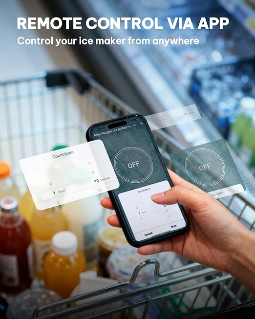 Silonn Nugget Ice Maker Countertop with WiFi Function - 44lbs/24h Crushed Ice Machine, Front Pull-Out Water Tank & Removable Basket, Stainless Steel Finish for Home Kitchen